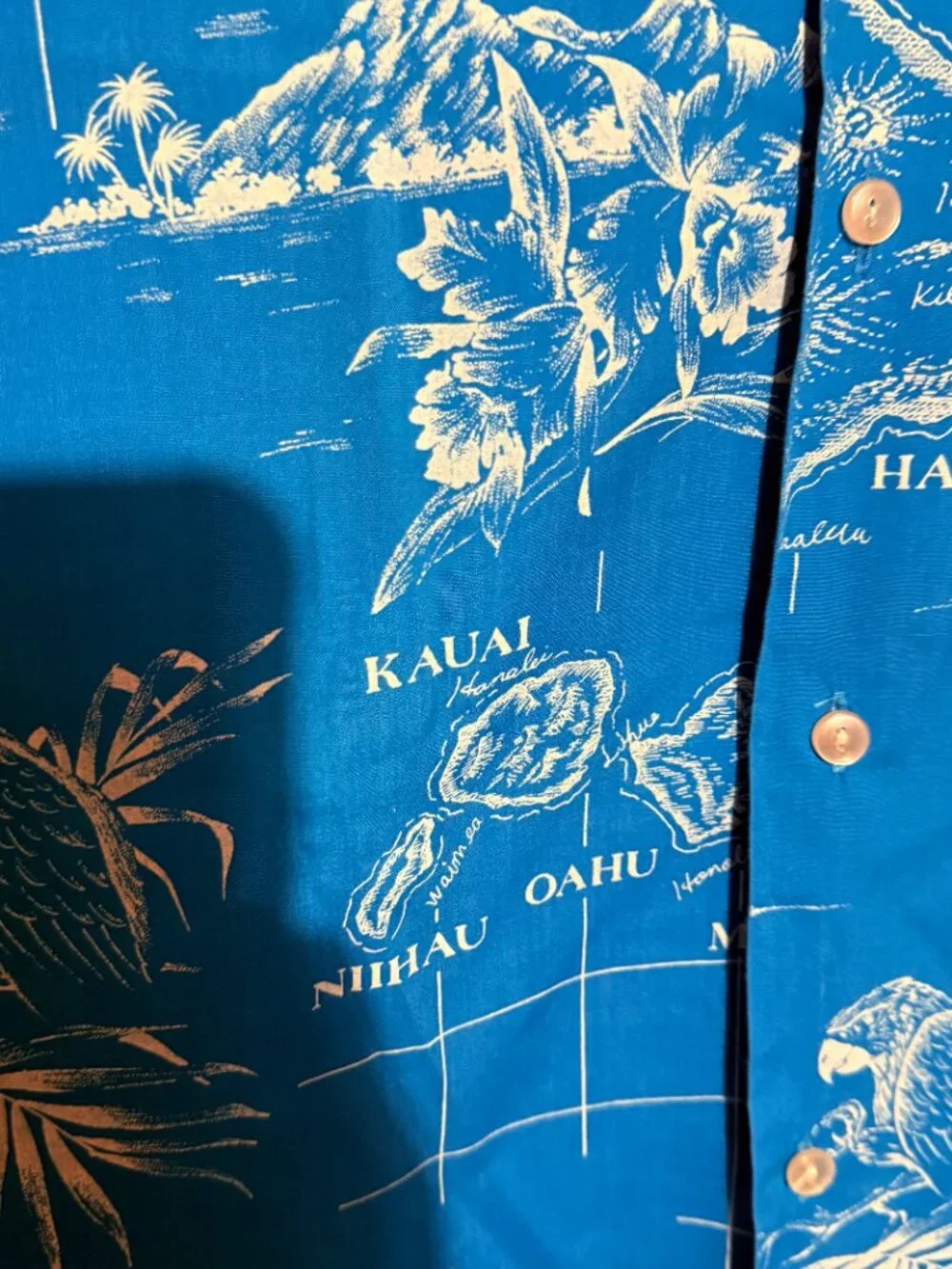 Vintage Orchid Fashions Hawaiian Islands Tropical Shirt Men's XL Made in Hawaii